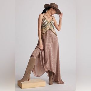 Anthropology Silk Slip Maxi Dress